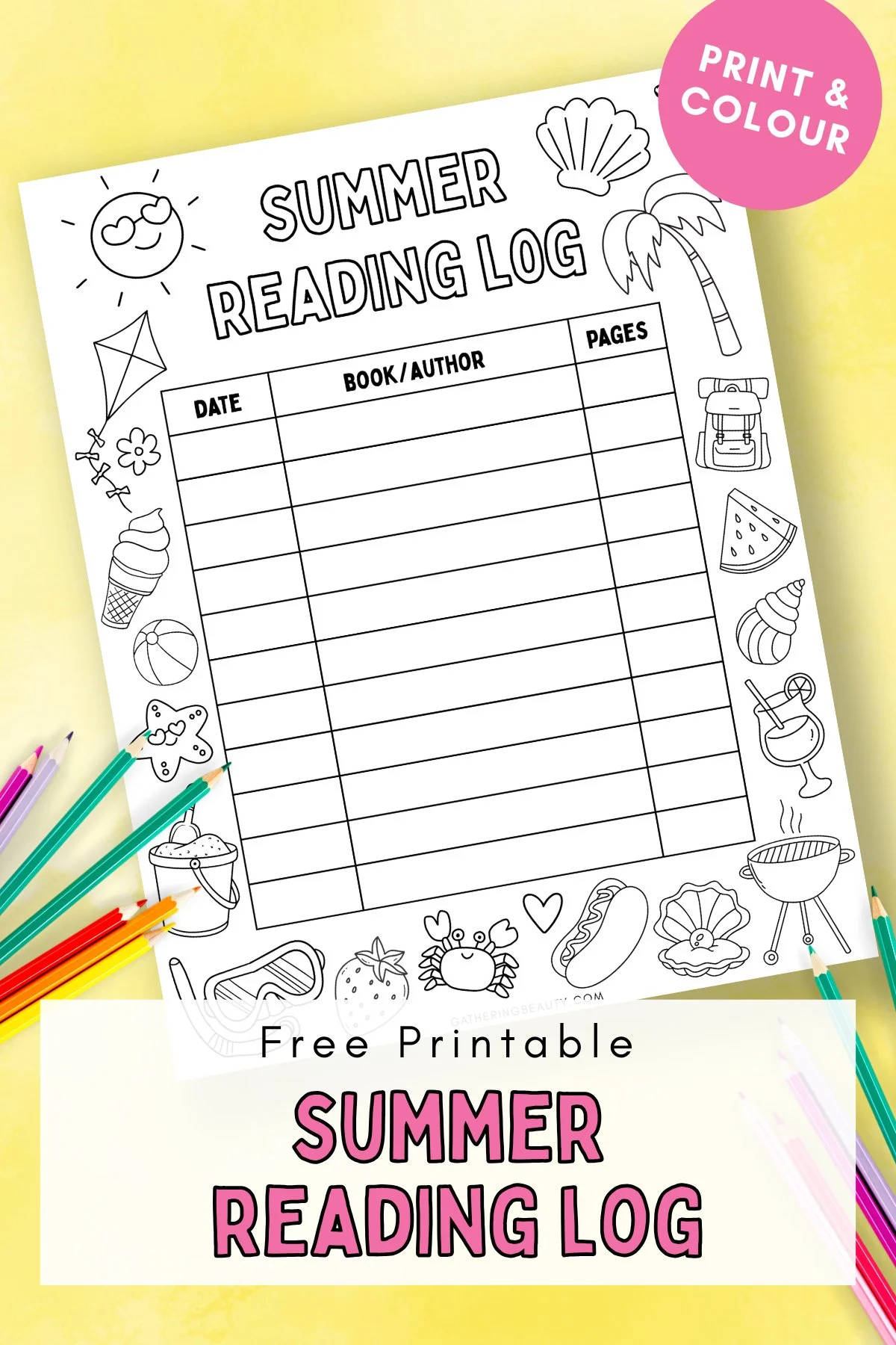 free printable summer reading log — gathering beauty